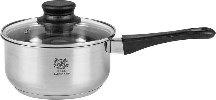 Topfset Induktion 3-teilig, Kochtopf Set mit Glasdeckel, Edelstahl mattiert, Induktions Töpfe Set un