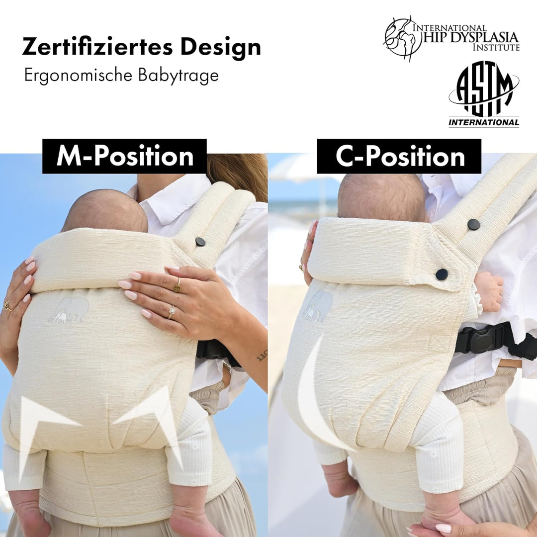 Deryan Amora Babytrage - Ergonomische Babytrage - Verstellbare Tragehilfe für Neugeborene und Kleink