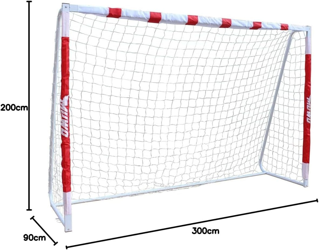 MUWO grosses Fussballtor aus robustem Stahl, mit Textilmantel und Netz. 3 x 2 Meter gross, einfacher