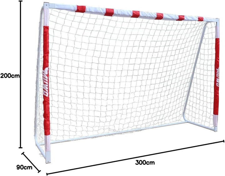 MUWO grosses Fussballtor aus robustem Stahl, mit Textilmantel und Netz. 3 x 2 Meter gross, einfacher