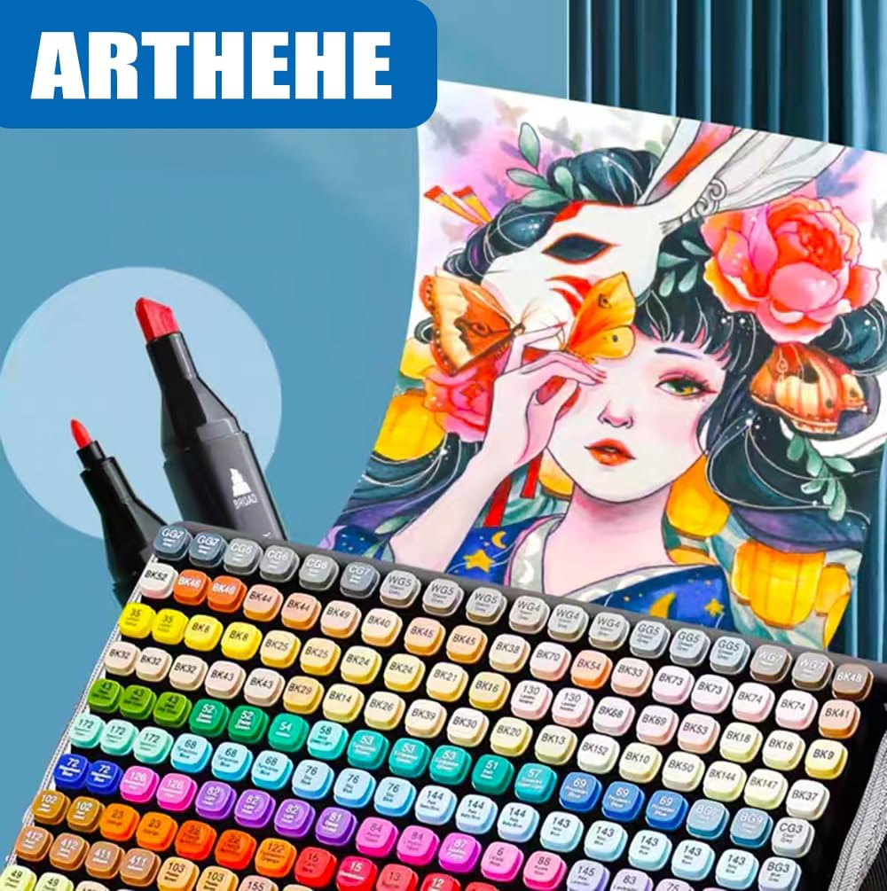 ARTHEHE 262 Farben Marker Set, Twin Tip Marker Stifte Set für Manga Design Schule, 262 Farben