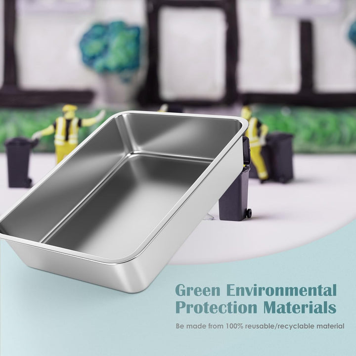 IKITCHEN Grosse Katzentoilette Edelstahl(45×35×10cm), Litter Box Katzenklo, Katzen und Kaninchen Met