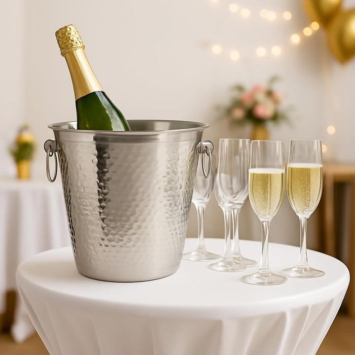 Bambelaa! Sektkühler Edelstahl Gross Eimer Weinkühler Champagnerkühler Flaschenkühler Silber (ø ca.