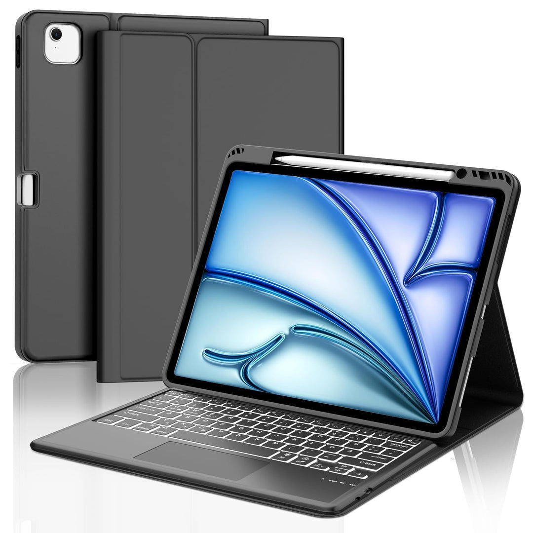 IVEOPPE Hülle Tastatur für iPad Air 13" M4 2026 Con Touchpad, 7-Farbige Beleuchtung, Deutsches QWERT