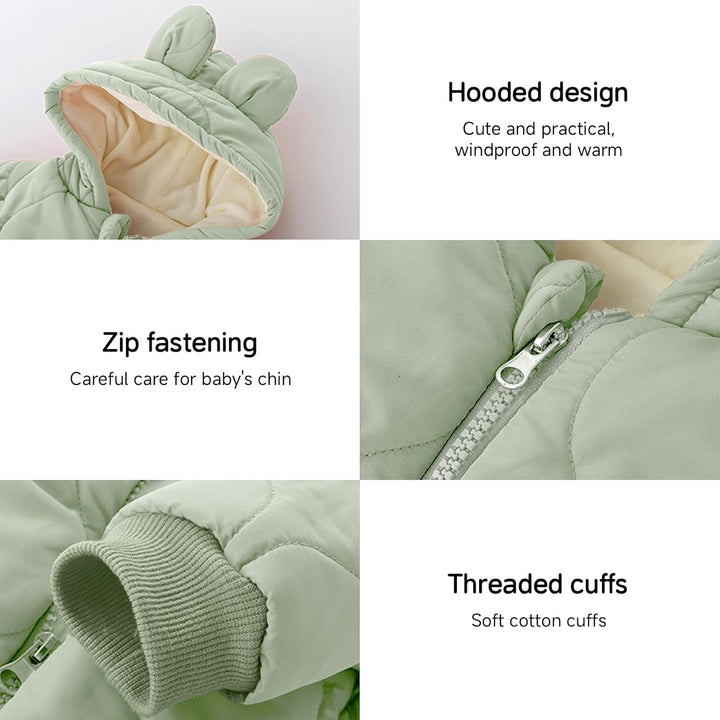 Baby Winter Overall mit Kapuze, Strampler Schneeanzug Jungen Mädchen Langarm Jumpsuit Warm Outfits G