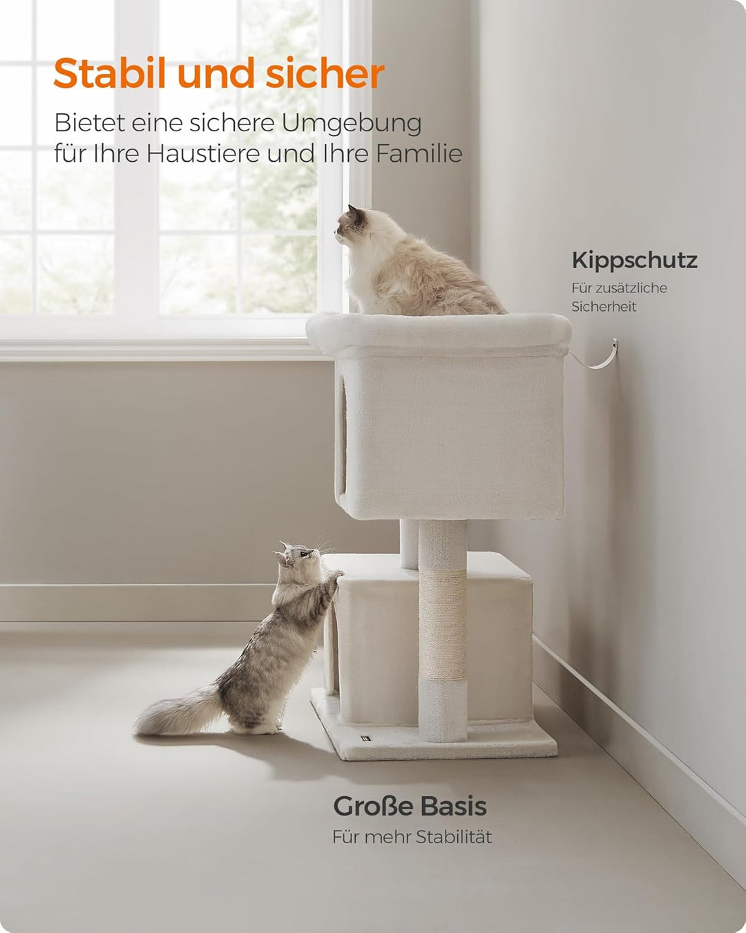 Feandrea Kratzbaum, 101 cm Katzenbaum, XL, Katzenhaus für extra grosse Katzen bis zu 20 kg, grosse P