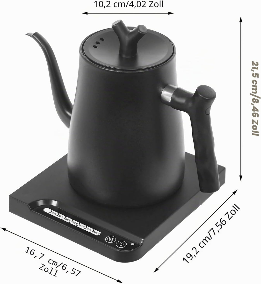 1L Elektrischer Wasserkocher, 1000W Teekocher Elektrisch, 7 Einstellbare Wassertemperaturstufen Schw