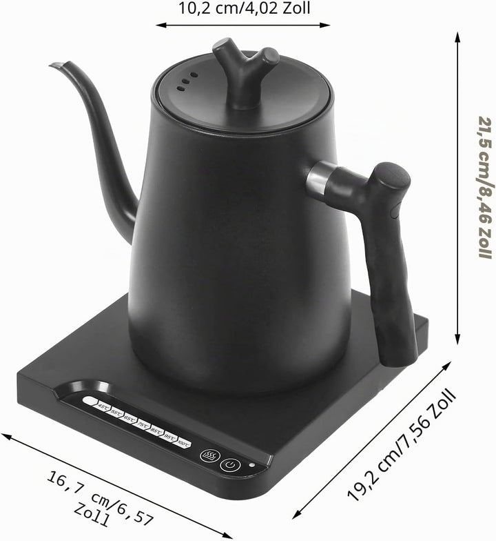1L Elektrischer Wasserkocher, 1000W Teekocher Elektrisch, 7 Einstellbare Wassertemperaturstufen Schw