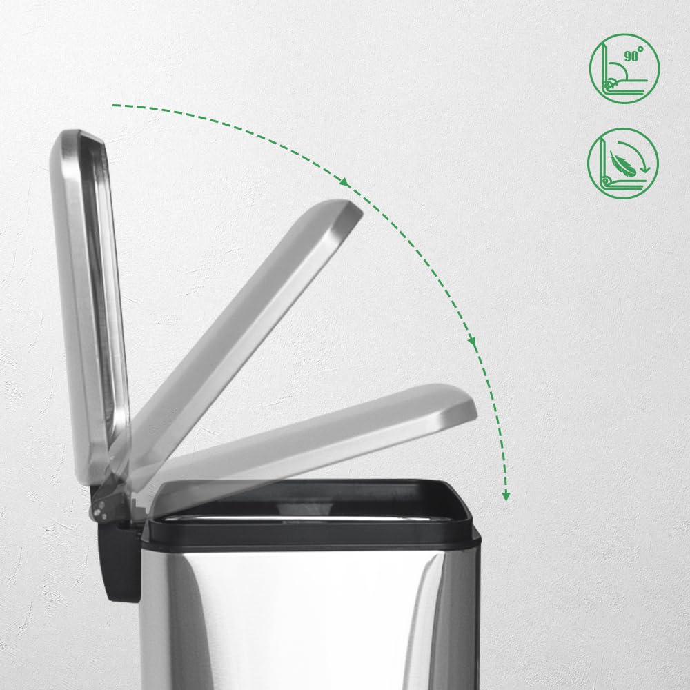 Ullege Mülleimer,30L Tretmülleimer mit Softclose Deckel,30 Liter Abfalleimer mit Fusspedal, Quadrati