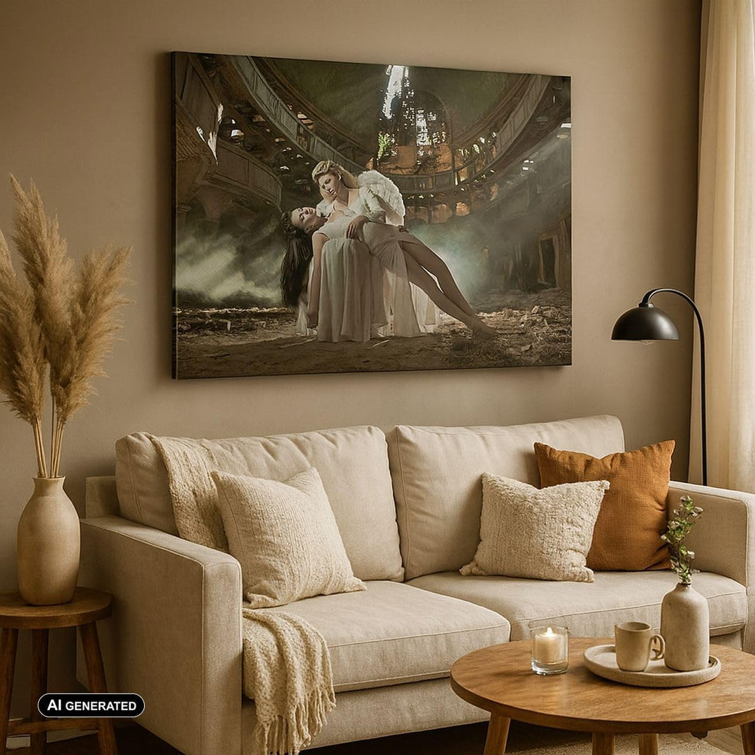 Bilder auf Leinwand 100x70cm Leinwandbild Engel Frau Theater Oper Gross Wanddeko Bild Schlafzimmer K