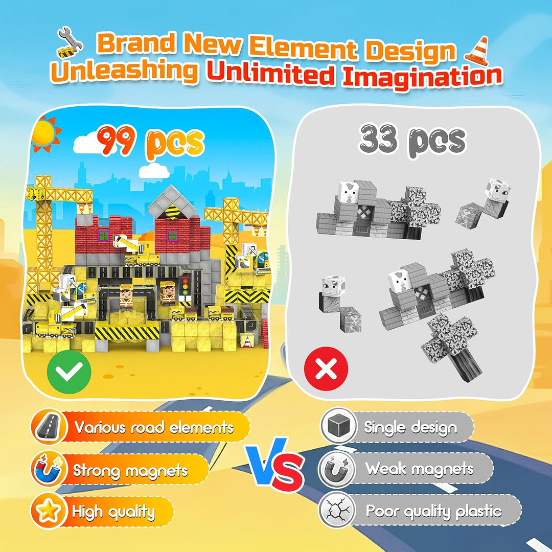 iKidiki Mini Magnetische Bausteine Reiseset 99 PCS, Reisespiele Kinder | Geschenk Junge 3-8 Jahre Be