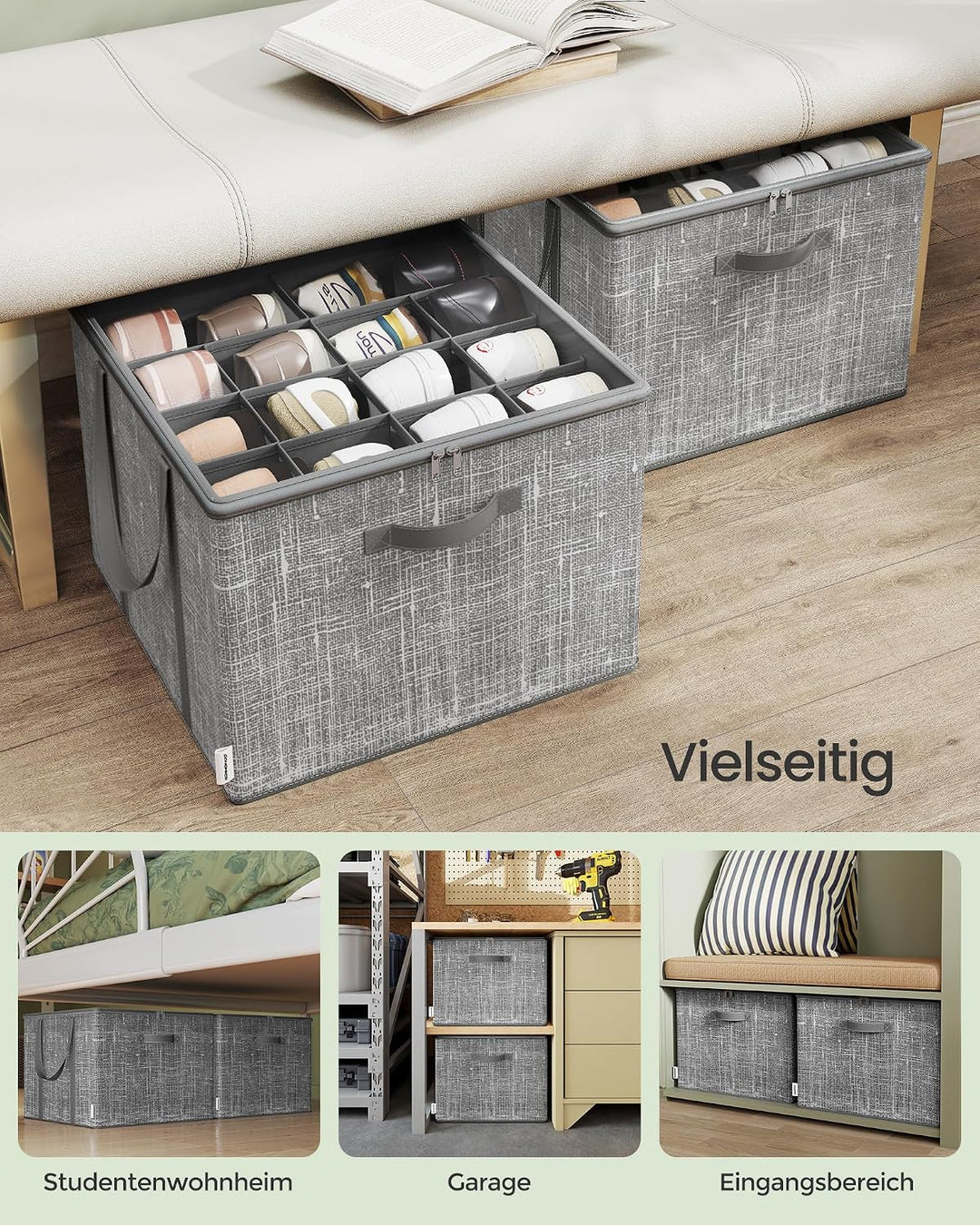 SONGMICS Schuh-Organizer, 2er Set, jeder für bis zu 16 Paar Schuhe, Schuhaufbewahrung, Griffe, trans