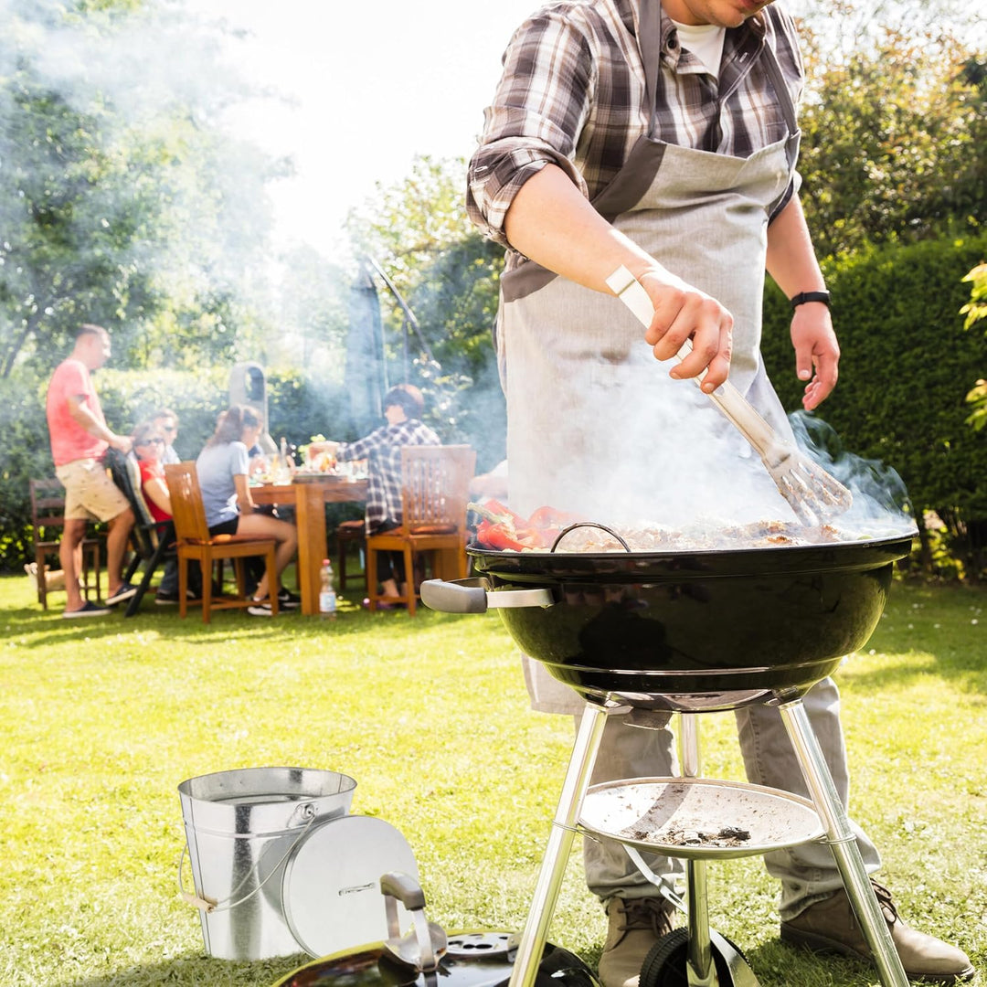 Relaxdays Ascheeimer mit Deckel, 12 l, Aschetonne mit Henkel, für Kohle & Asche, Kamin, Ofen, verzin