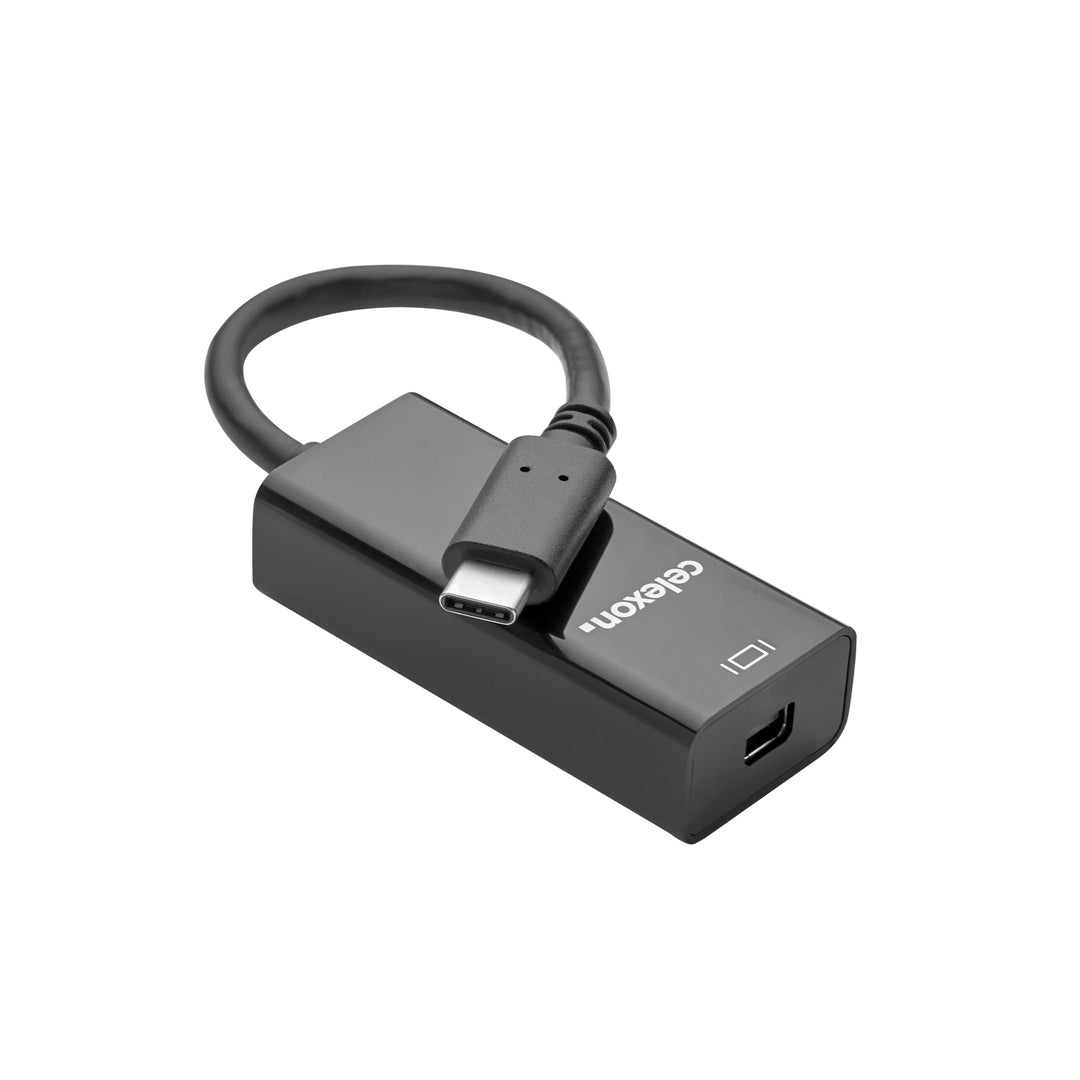 celexon USB-C auf mini DisplayPort Adapter schwarz mit 10 cm Kabel | USB 3.2 (Gen 1x1) und DisplayPo