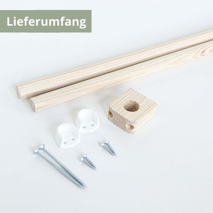 Vorhangstange für IKEA KURA Bett - Leiterseite | 100% Kiefernholz, splitterfrei verarbeitet · inkl.