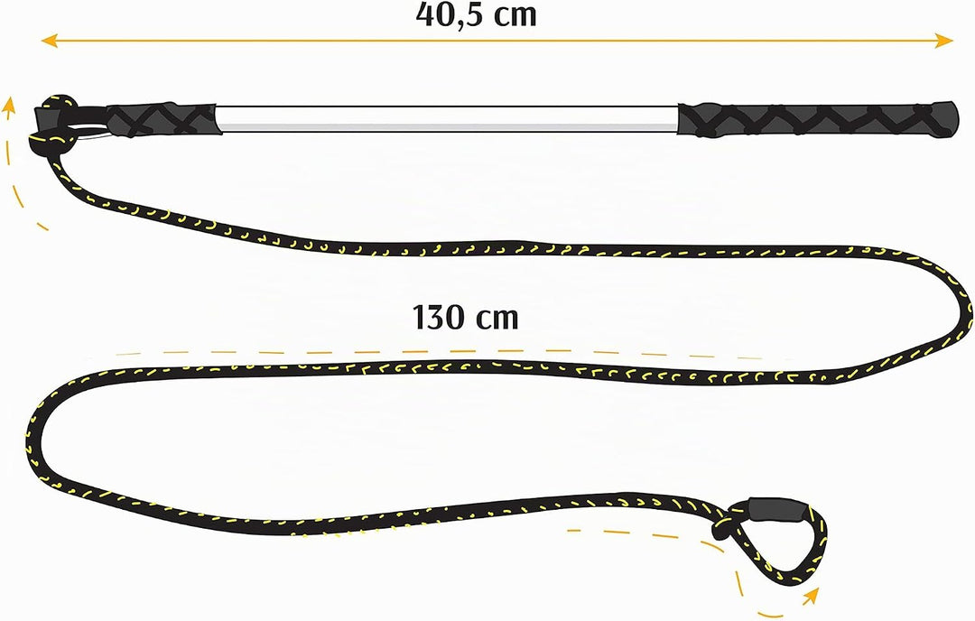 Dingo Angelrute Spielzeug mit Schnur 130 cm und austauschbaren Spitzen Mop Grün+Wolle Quietsche, Mop