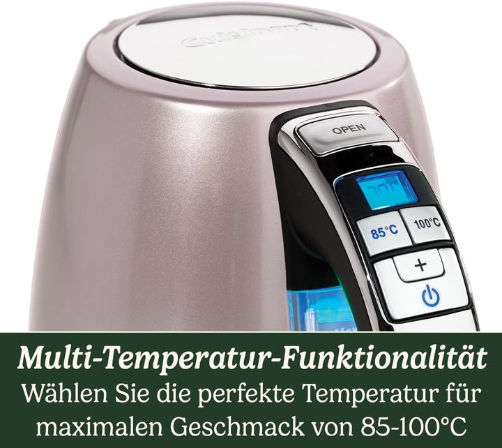 Cuisinart CPK17PIE Wasserkocher, Multi Temp, 3KW, Edelstahl, 1.7L Fassungsvermögen, Vintage Rosa Pin