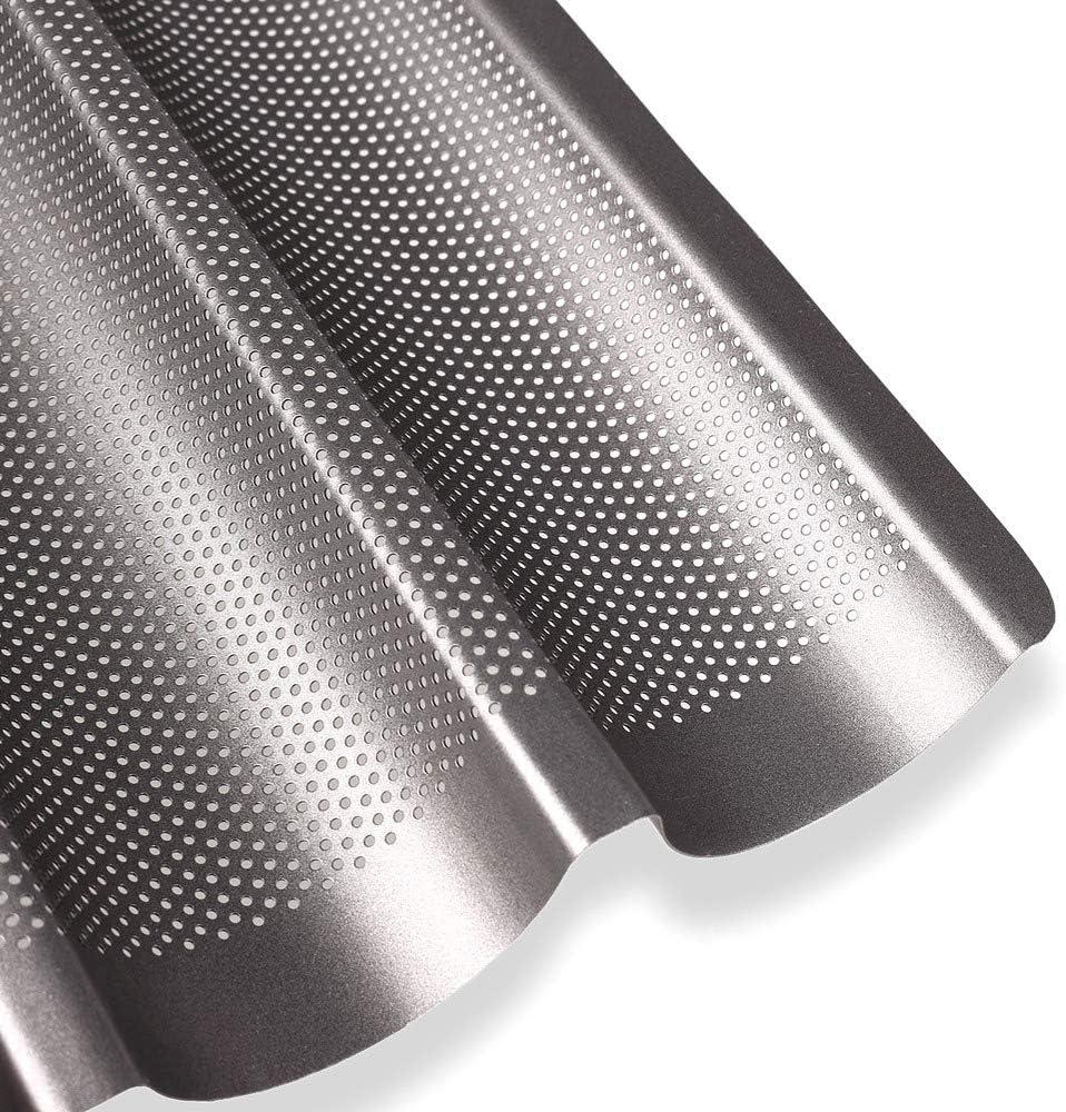 Schramm® Baguetteblech Baguette- Backblech Baguetteblech Backform mit Antihaftbeschichtung für 3 Bag