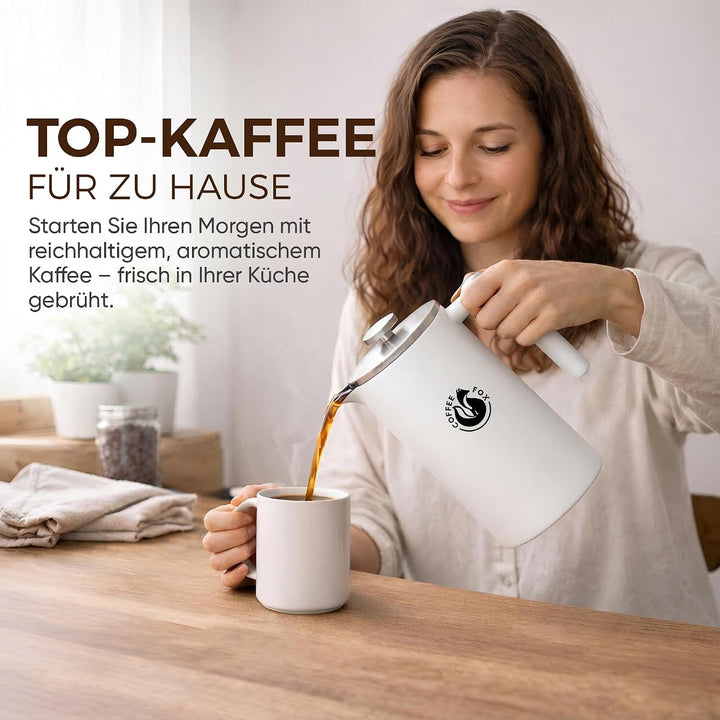 French Press Kaffeekanne aus doppelwandigem Edelstahl Schwarze Pressfilterkanne Französische Kaffeep