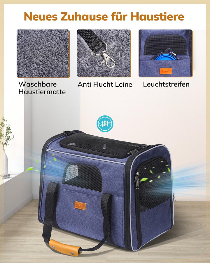 Morpilot Katzentransportbox für grosse Katzen und Welpen Katzenbox Hundetasche mit Sicherheit Reissv