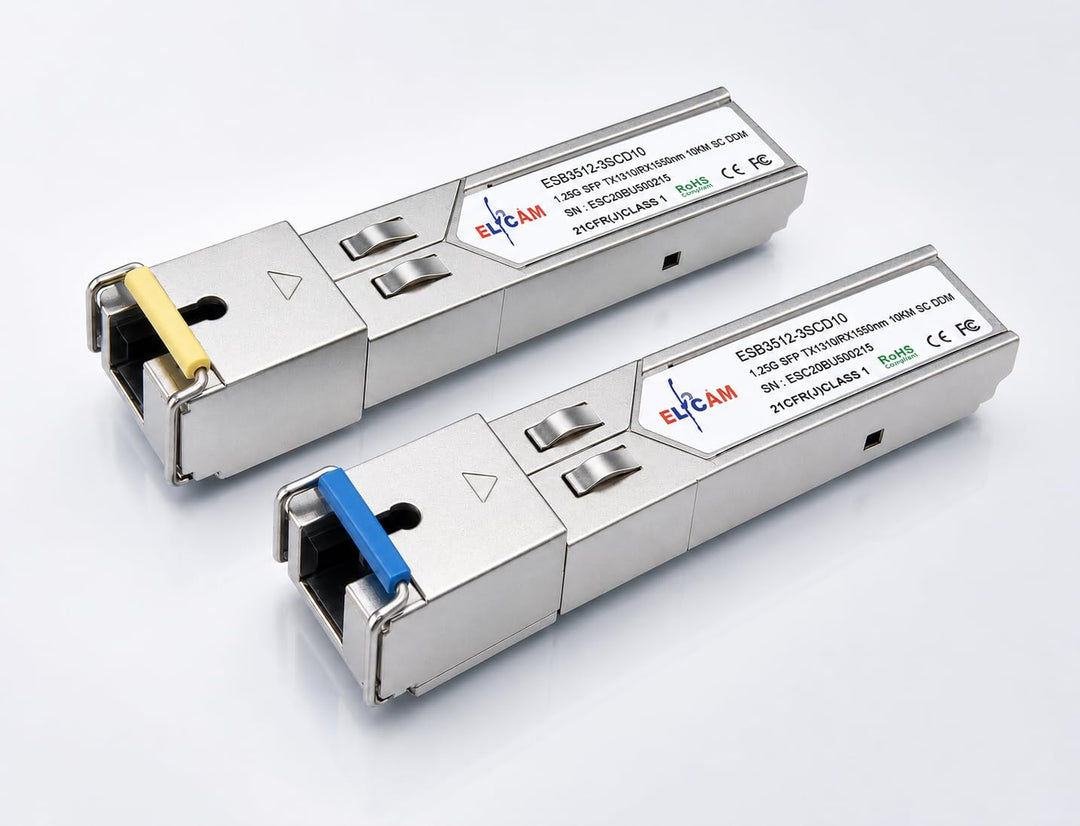 Elfcam® – 2 Stück Modul SFP 1,25G, Anschluss mit Glasfaserkabel Singlemode SC, 1000Base-BX TX 1310nm