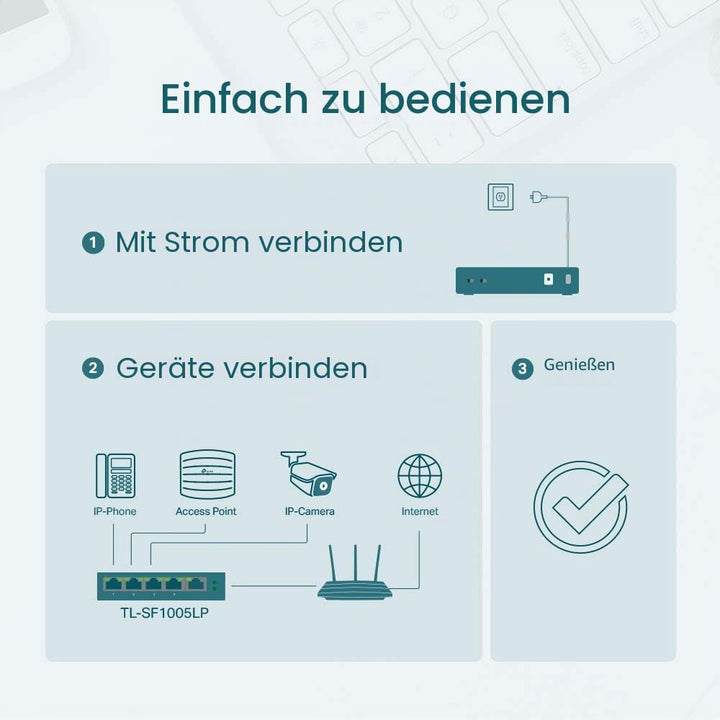 TP-Link TL-SF1005LP 5-Port Fast Ethernet PoE Switch (4 davon mit PoE-Unterstützung, 41W Watt, geschi