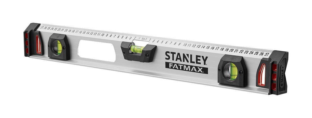 Stanley FatMax Wasserwaage II (60 cm Länge, magnetisch, 1 horizontale/2 vertikale Libellen, Aluminiu
