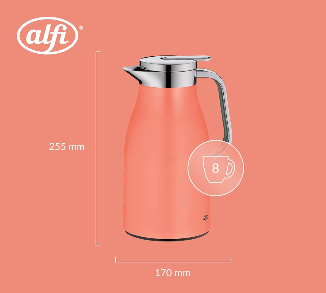 alfi SKYLINE 1,0l, deep apricot, Edelstahl-Isolierkanne mit hygienischem Hartglaseinsatz, Drehversch