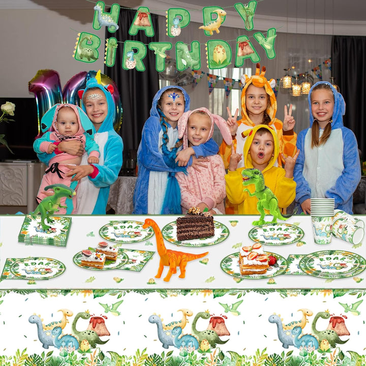 Dinosaurier Geburtstag Geschirr Set, 16 Gäste Dino Partygeschirr Pappteller Kindergeburtstag, Pappte
