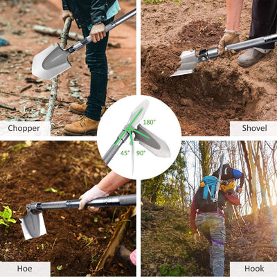 MOSFiATA Klappspaten 75cm Klappschaufel , 16 All-in-Function Survival Schaufel mit 2 Stück verstellb