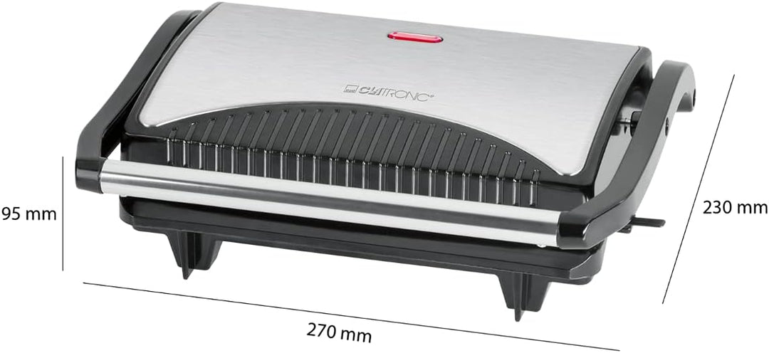 Clatronic® Kontaktgrill | beidseitiges fettfreies Grillen | 700W | antihaftbeschichtete Grillplatten