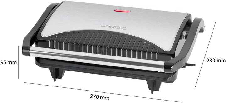 Clatronic® Kontaktgrill | beidseitiges fettfreies Grillen | 700W | antihaftbeschichtete Grillplatten