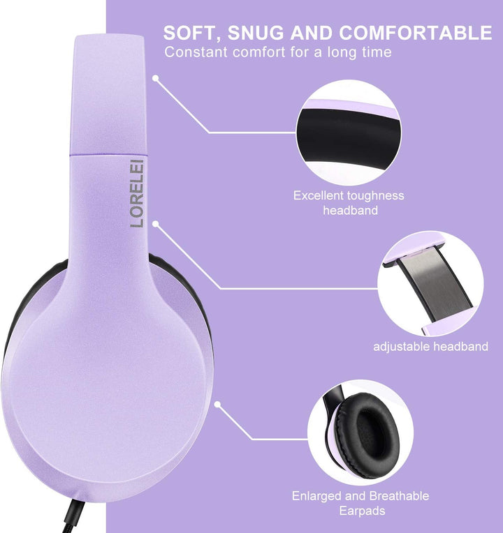 LORELEI X6 Over-Ear Headphones with Microphone, Lightweight Foldable & Portable Stereo Bass Headphon