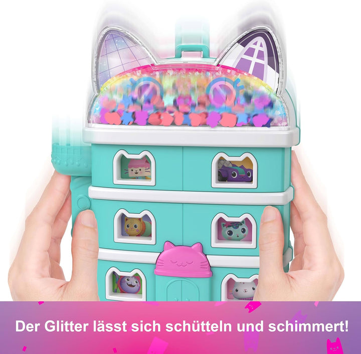 Schatulle von Polly Pocket x Gabby’s Dollhouse, Minipuppen und Spielset, 9 passende Zubehörteile, Ti