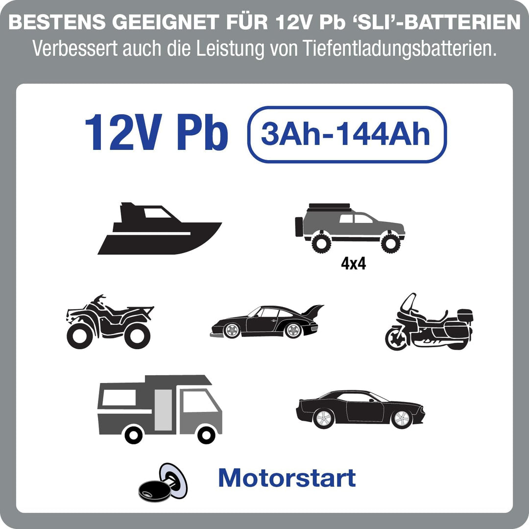 Optimate TecMate 6 Ampmatic, TM360, 9-stufiges gekapseltes batterieschonendes 12V 6A Lade- & Wartung