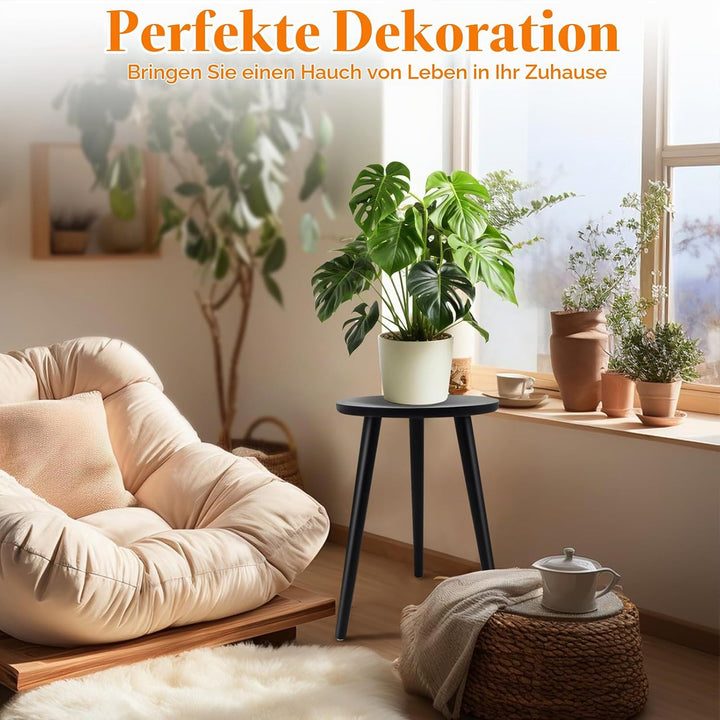 Blumenständer Holz, Rundschreiben Pflanzenständer Hoch, Dreibein Pflanzenregal Indoor für Pflanzen,