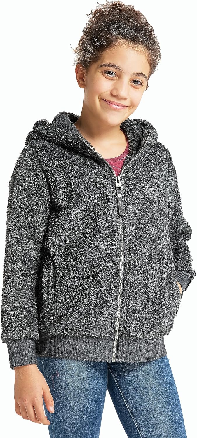 Ragwear Valentyna Mädchen Sweatjacke Sweatshirt mit Kapuze Plüsch Teddyfell Jacke Cardigan Strickjac