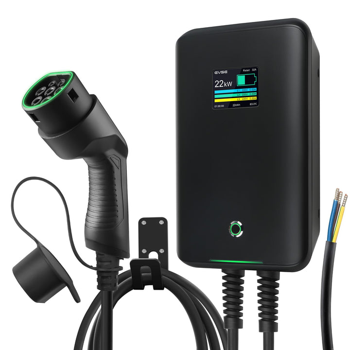 astoneves 22kW EV Ladestation Wallbox, 32A 3 Phase Elektroauto Ladestation mit 6,1m Typ 2 Ladekabel