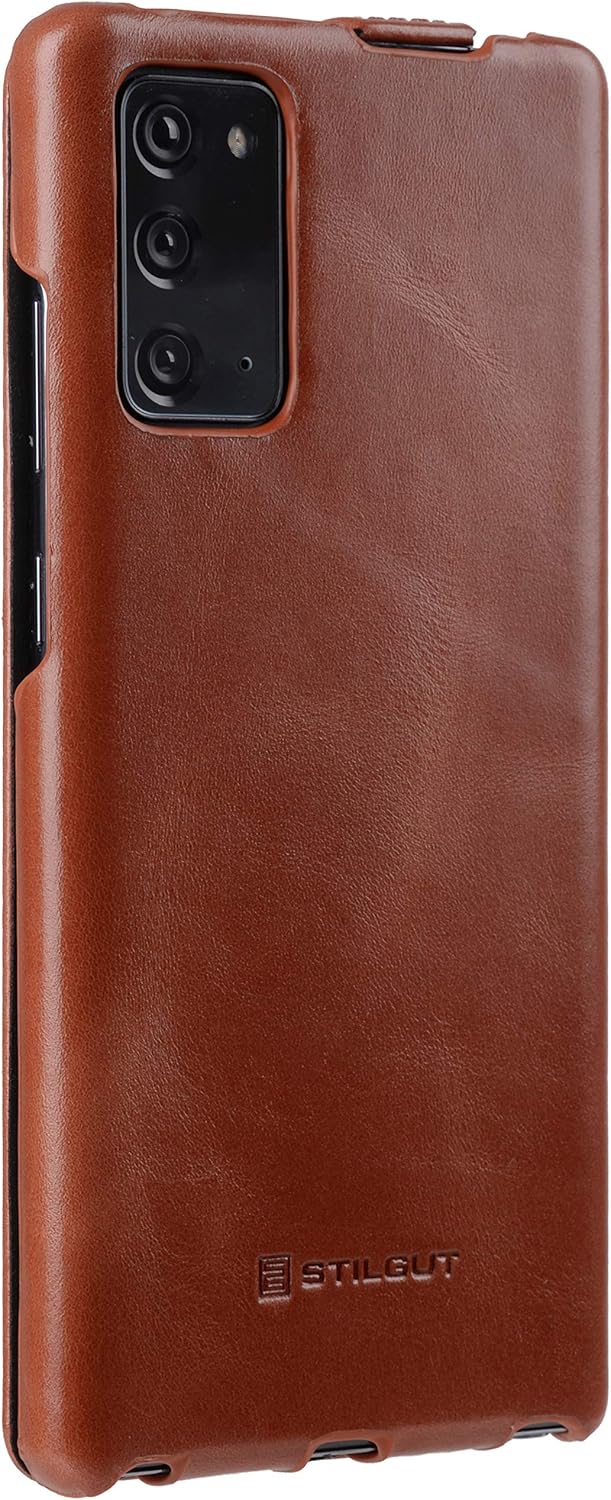 STILGUT UltraSlim kompatibel mit Samsung Galaxy Note 20 Hülle aus Leder - Samsung Note 20 Flip Case,