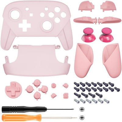 eXtremeRate Griff Hülle Set kompatibel mit Nintendo Switch Pro Controller, DIY-Ersatz Front Case/Bac