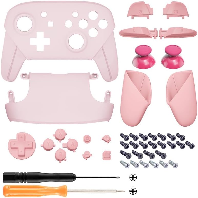 eXtremeRate Griff Hülle Set kompatibel mit Nintendo Switch Pro Controller, DIY-Ersatz Front Case/Bac