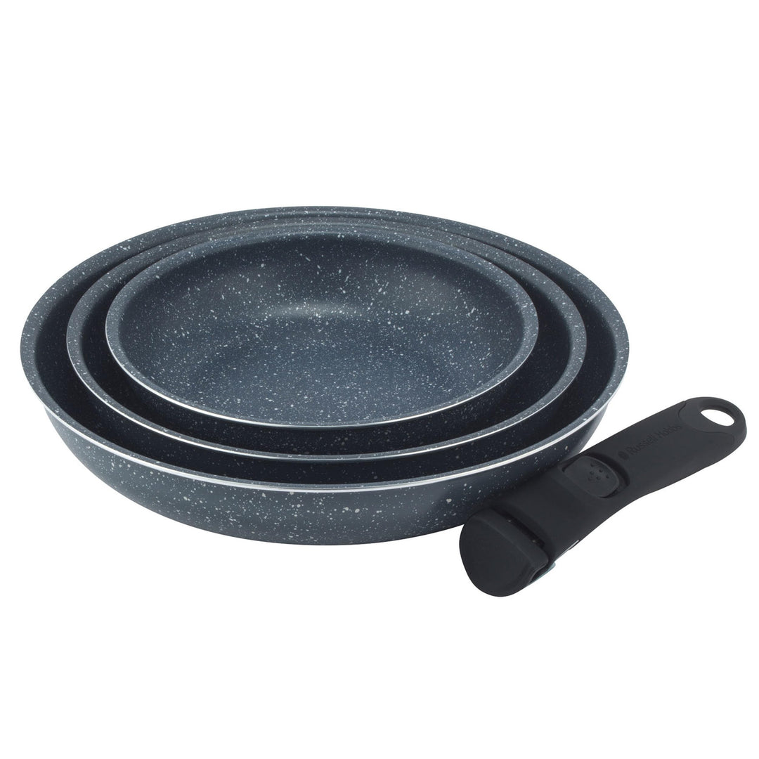 Russell Hobbs Nightfall Stone Pfannenset – Smart Clip Antihaftpfannen, 20, 24 & 28 cm, mit abnehmbar
