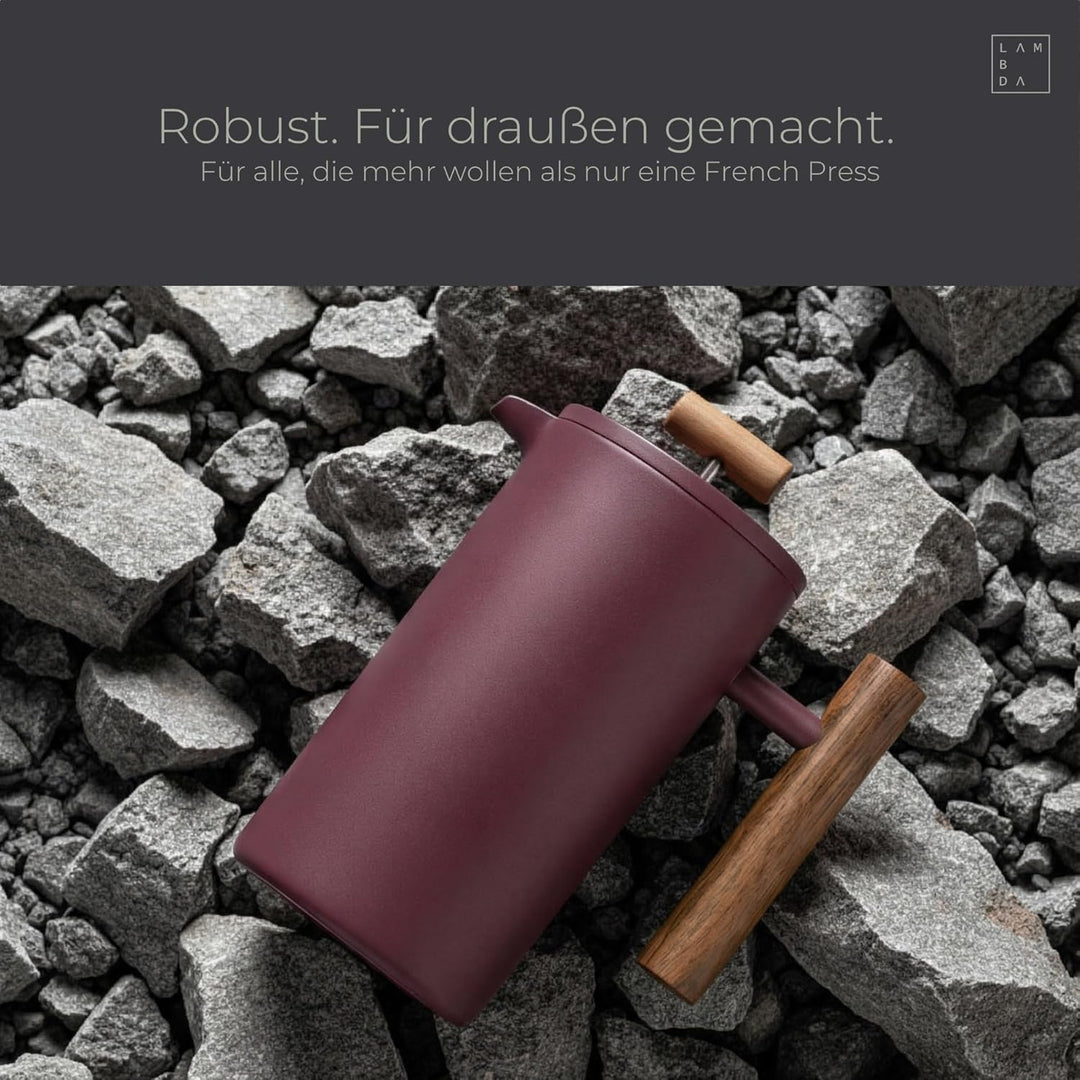 LAMBDA COFFEE® Thermo French Press 1l Edelstahl I 3 Grössen erhältlich I Kaffeebereiter aus Edelstah
