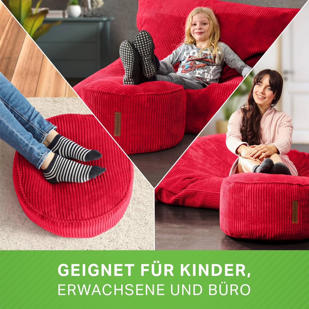 Green Bean® Indoor Sitzhocker Pouf 45x25cm EPS-Perlen Füllung & Cordstoff Kuschelig Weich Waschbar -