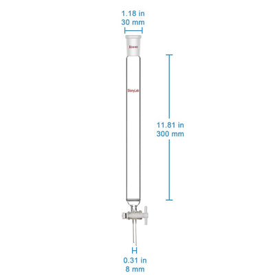 stonylab Chromatographie Säule aus Borosilikatglas, Chromatography Column 24/40 Gelenk Chromatograph