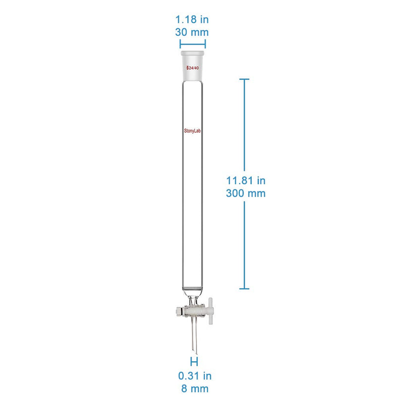 stonylab Chromatographie Säule aus Borosilikatglas, Chromatography Column 24/40 Gelenk Chromatograph