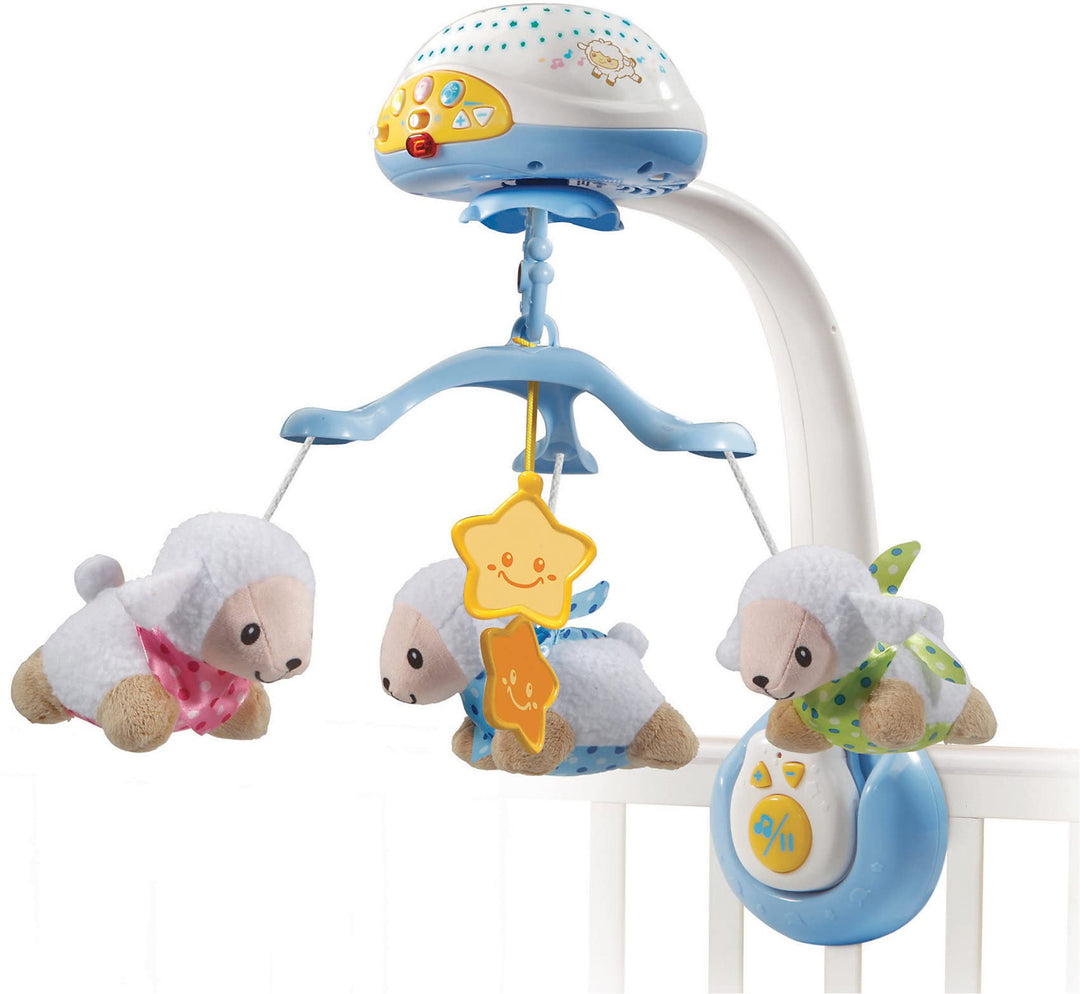 VTech Baby Schäfchen-Mobile – Buntes Mobile mit Plüsch-Schäfchen, Musik, Lichtprojektor, Zeitschaltu