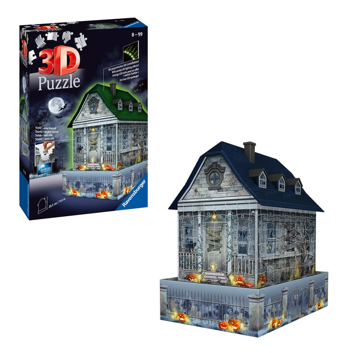 Ravensburger 3D Puzzle Gruselhaus bei Nacht 11254 - 216 Teile - für Halloween Fans ab 8 Jahren
