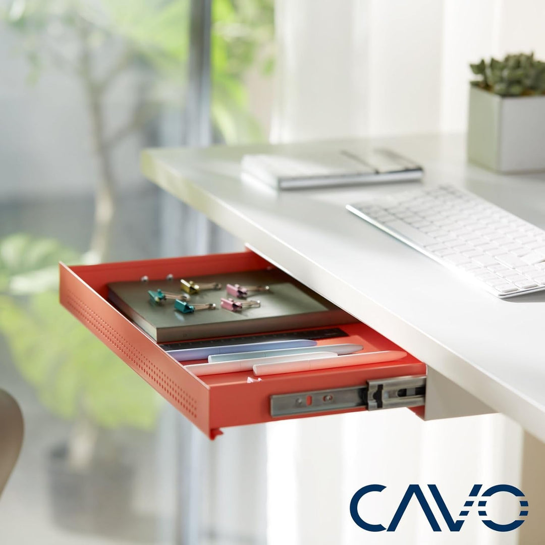 CAVO Dokumentenschublade aus Stahl 410 x 272 mm Koralle, weiss, Schreibtischschublade Unterbauschubl