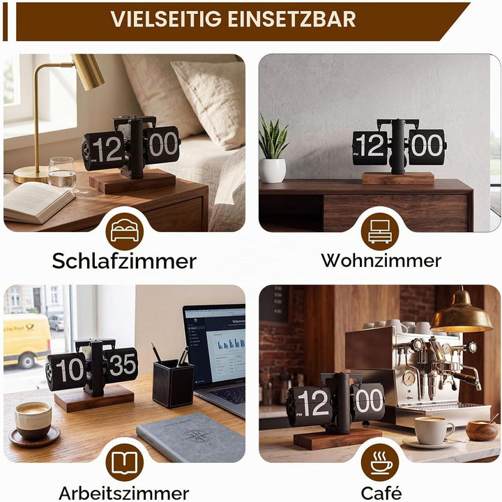 Cyrank Flip Clock Schreibtisch, Retro Digital Flip Down Clock Flip Digitaluhr Mechanische Uhr Flip C